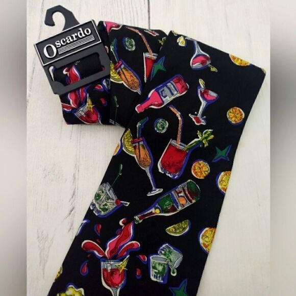 Oscardo Men's Silk Neck Tie Barware Party Formal Champagne Beer New - Picture 2 of 11